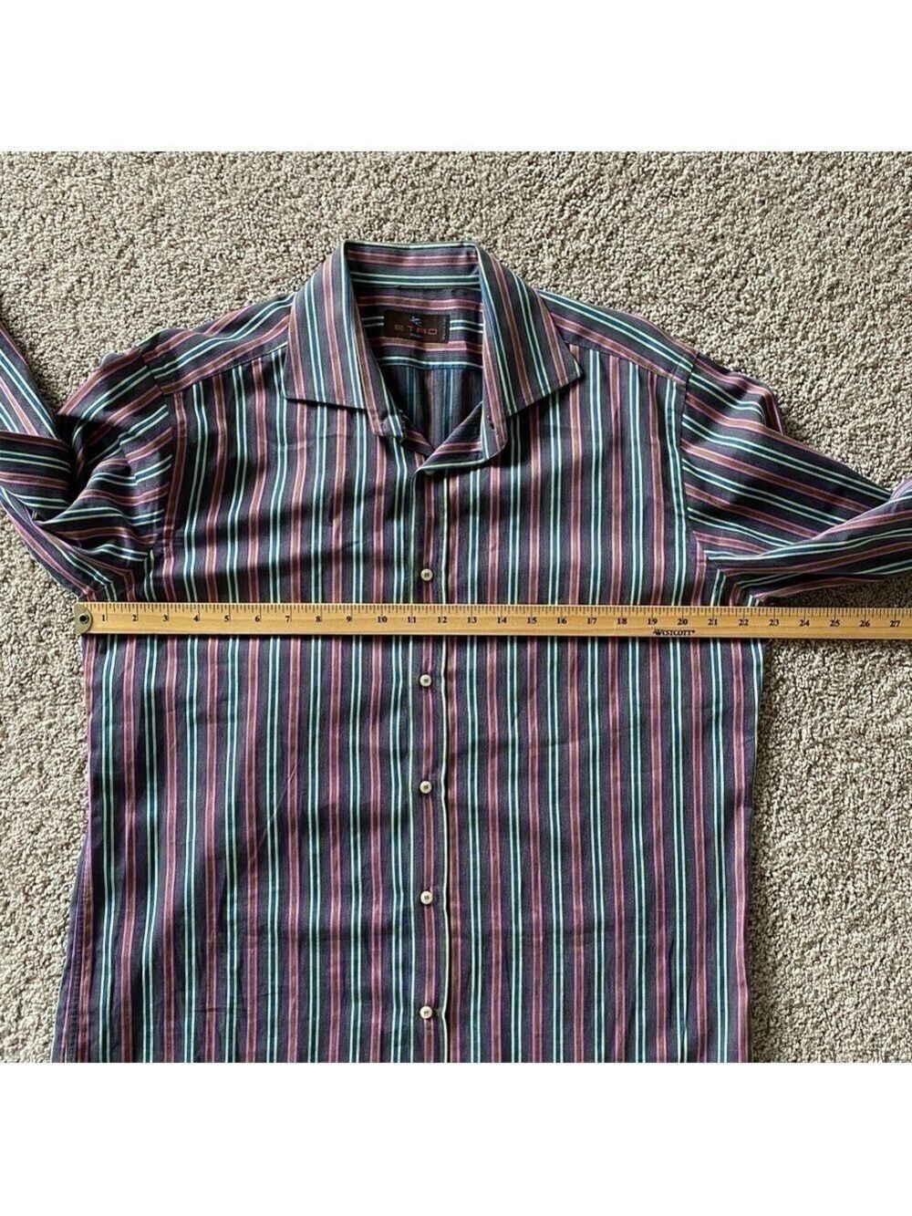 Etro Milano Men's Dress Shirt Sz 42 Striped Multicolor Button Up Made in Italy - Picture 8 of 10